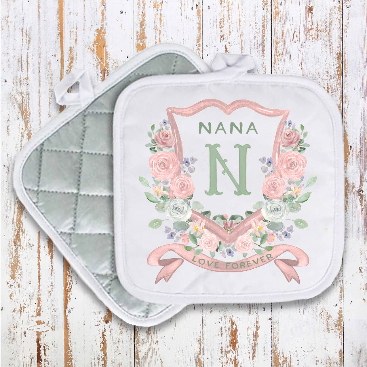 Mother's Day Nana Floral Crest Pot Holder