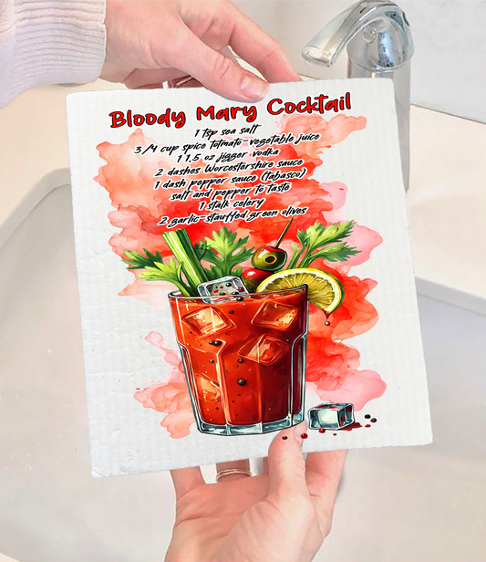 Summer Cocktail Bloody Mary Swedish Dishcloth (Set of 2)