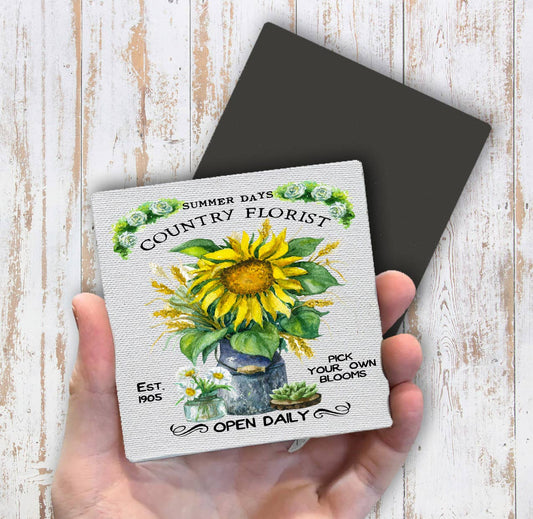 Country Florist Summer Sunflower  Magnet Fridge - Sets of 2