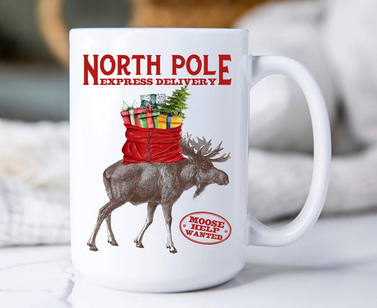 Christmas North Pole Moose Delivery Coffee Mug