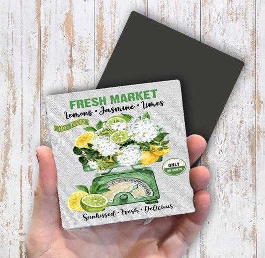 Fresh market Lemons Jasmine Limes Magnet Fridge - Sets of 2