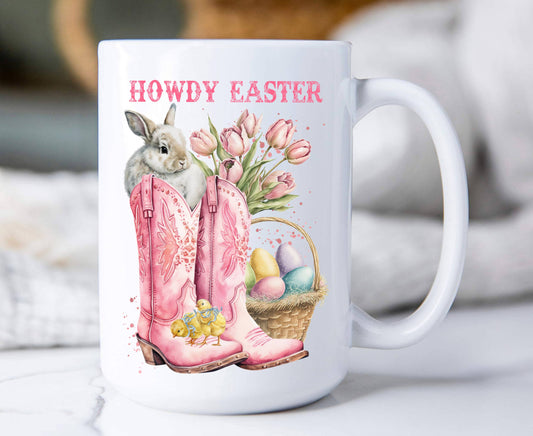 Howdy Easter Cowboy Boots Western 15 oz Coffee Mug