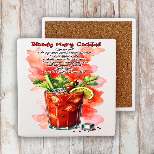 Summer Cocktail Bloody Mary Stone Coaster (Set of 2)