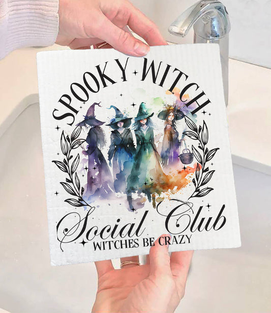 Halloween Spooky Witch Club Swedish Dishcloth-Sets of 2