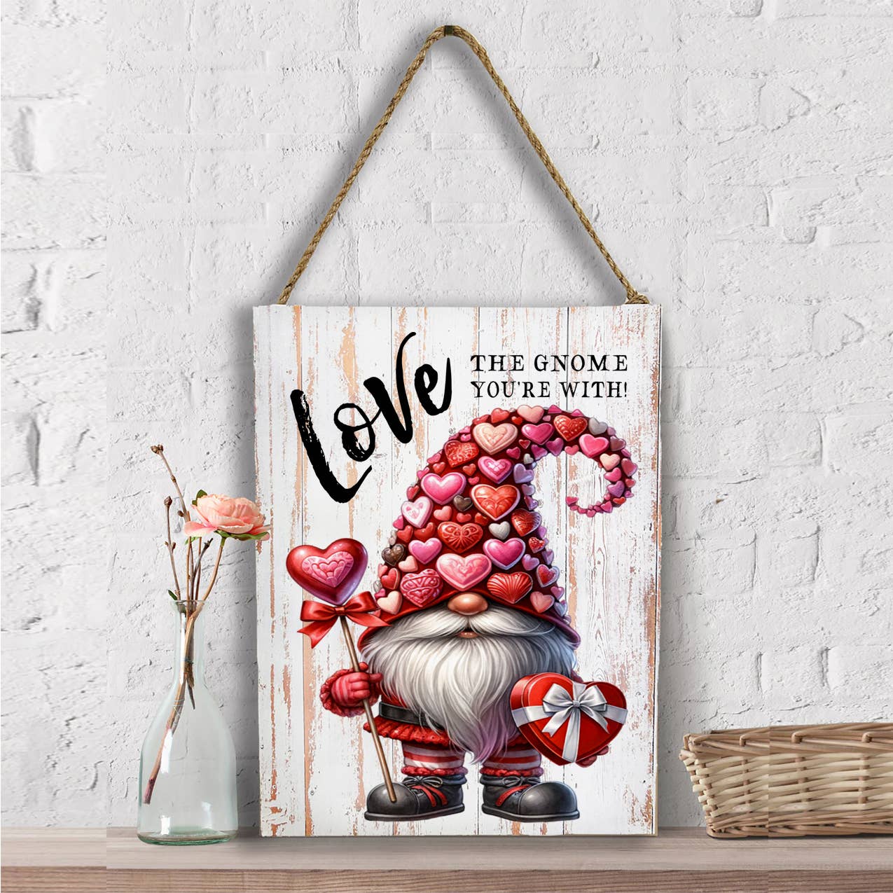 Valentine Chocolate Gnome Love Wall Decor