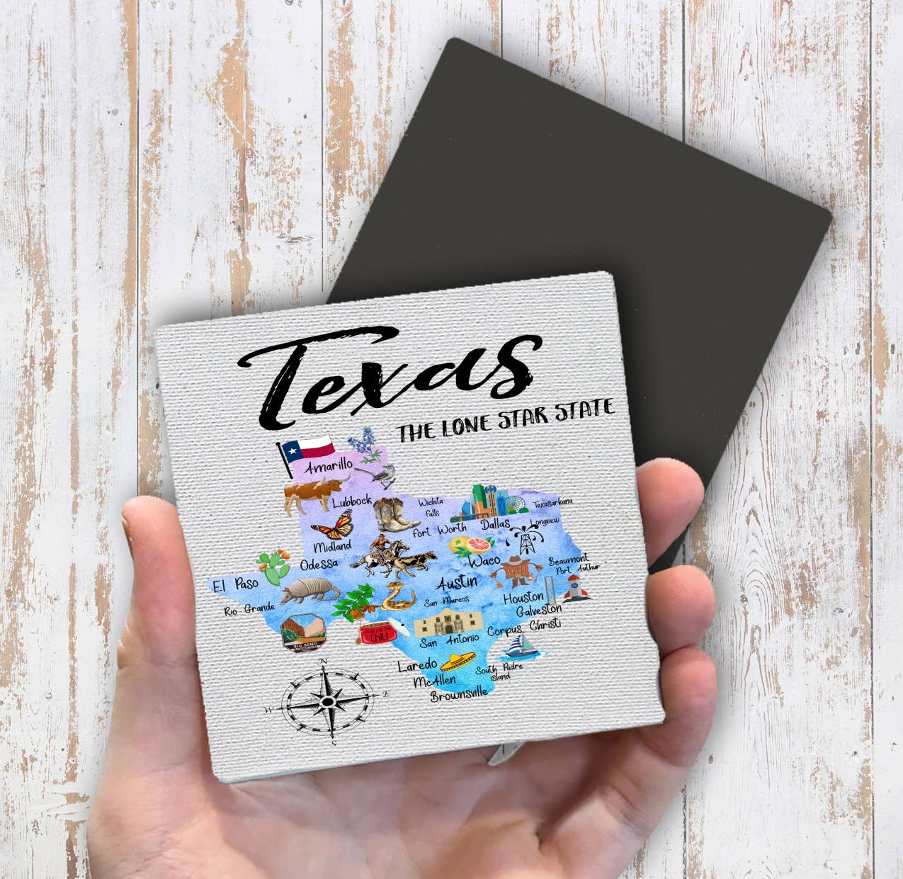 Texas State Map Souvenir Magnet Fridge - Sets of 2