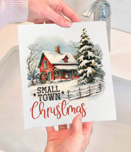 Small Town Christmas Swedish Dishcloth-Sets of 2