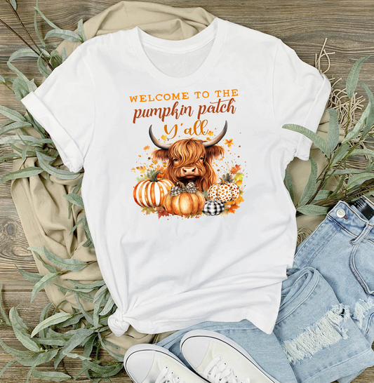 Fall Highland Cow Y'All Pumpkins T-Shirt