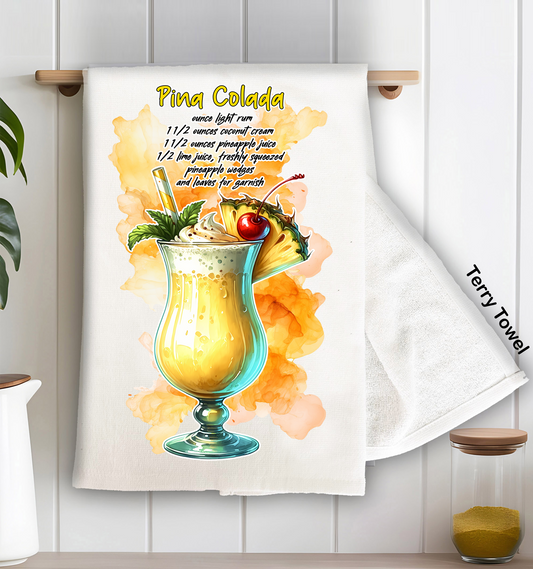 Summer Cocktail Pina Colada Kitchen Terry Towel