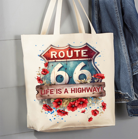 Route 66 Life is a Highway  Canvas Tote Bag