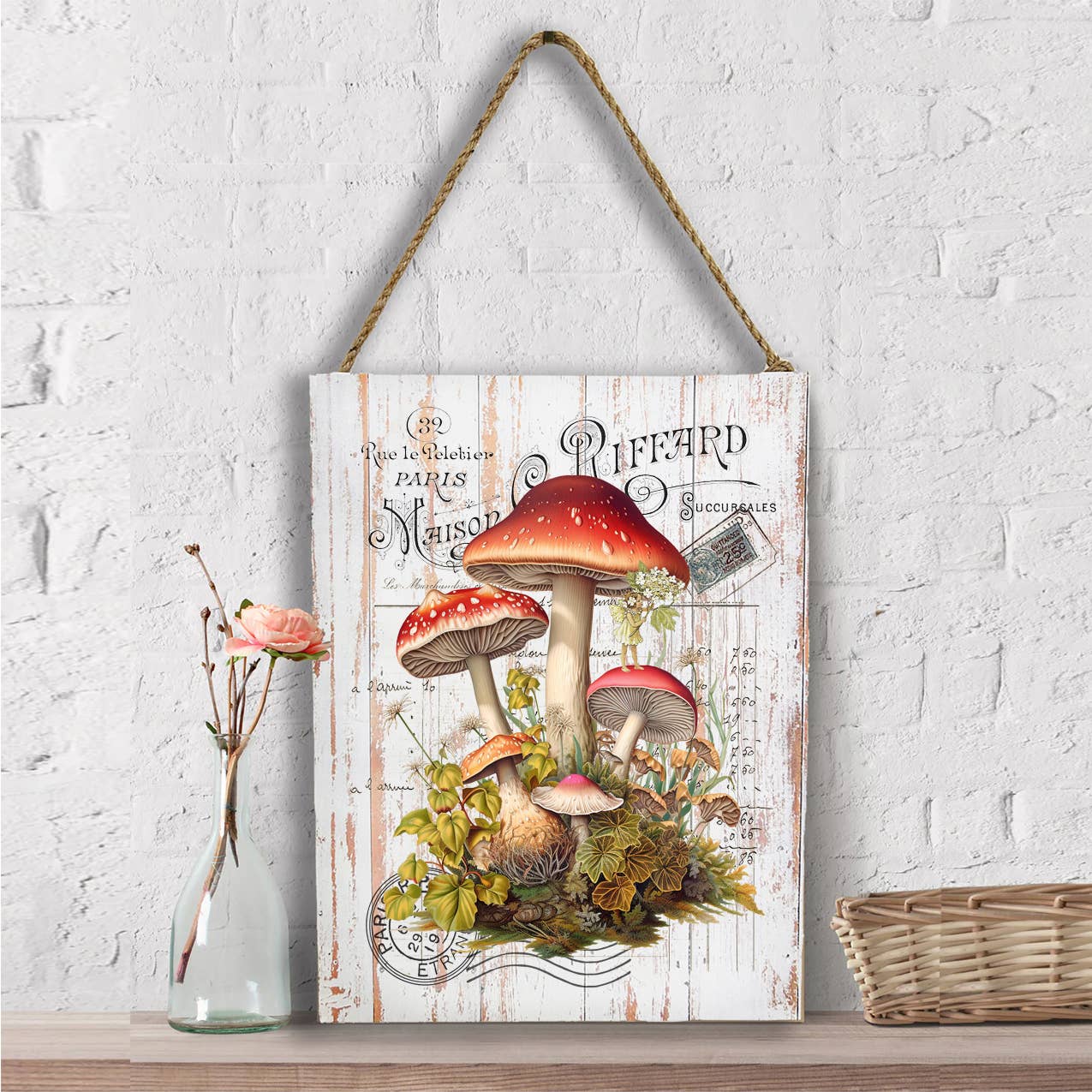 Vintage French Red & White Mushrooms Wall Decor