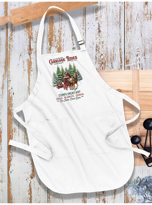 Christmas Carriage Rides Horses Apron