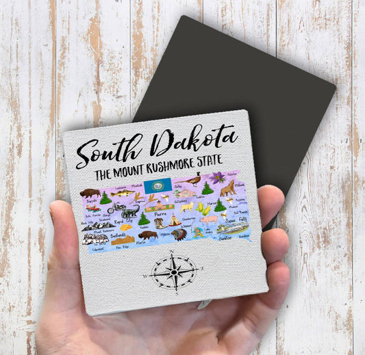 South Dakota State Map Souvenir Magnet Fridge - Sets of 2