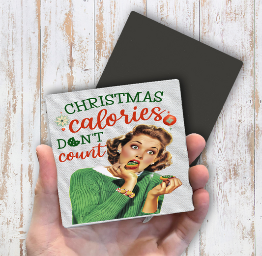Christmas Funny Calories Don't Count Magnet Fridge (Set of 2)