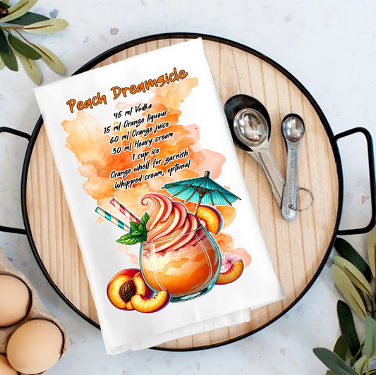 Summer Cocktail Peach Dreamsicle Tea Towel