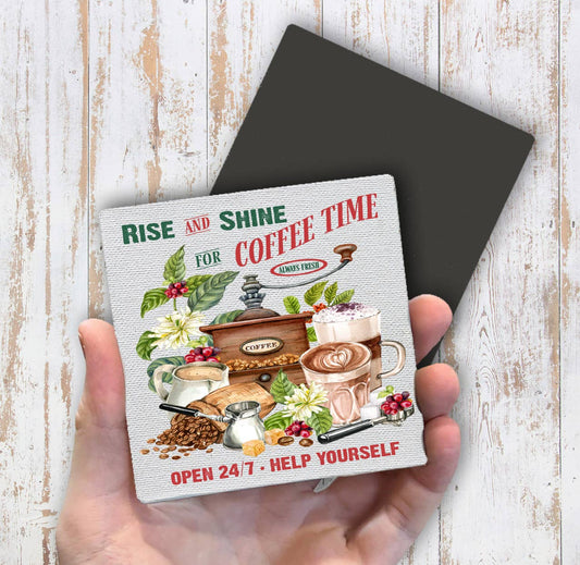 Rise and Shine Coffee Latte Magnet Fridge - Sets of 2