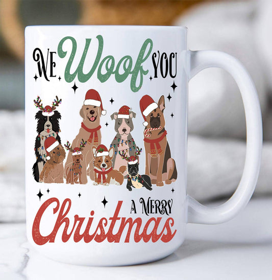 We Woof You Merry Christmas Dogs Coffee Mug