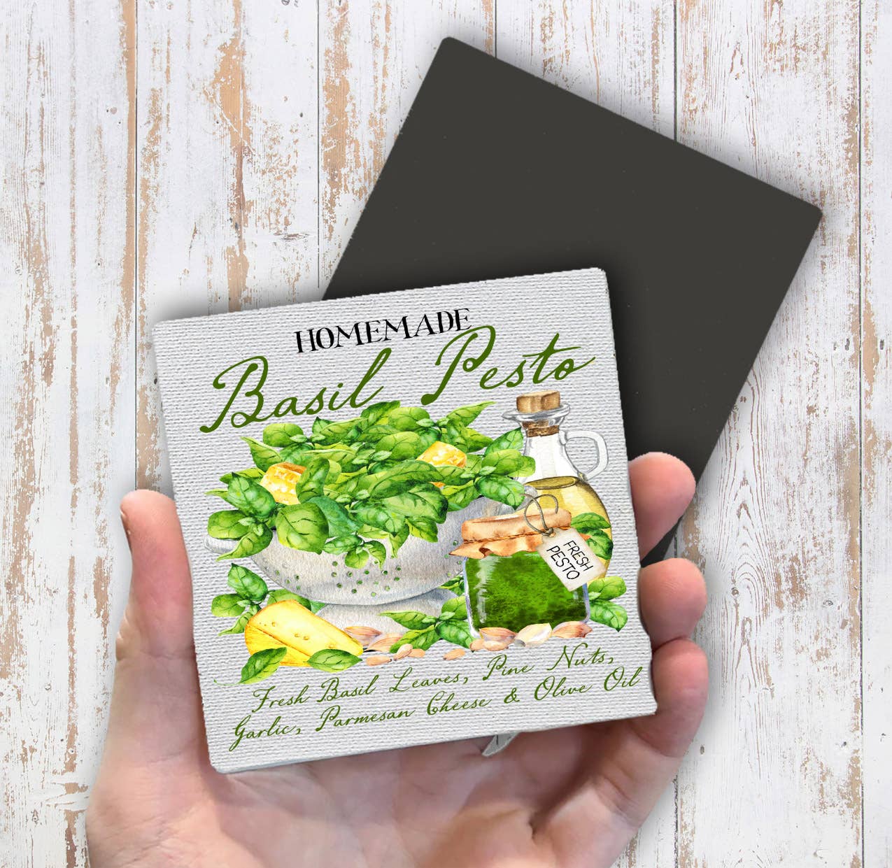 Basil Pesto Fresh Olive Oil Magnet Fridge - Sets of 2