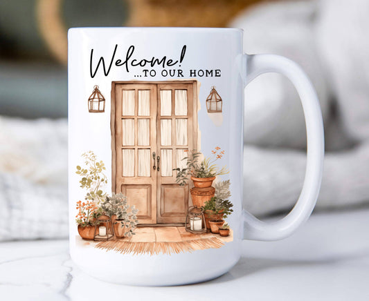 Welcome to our Home Front Door 15 oz Coffee Mug