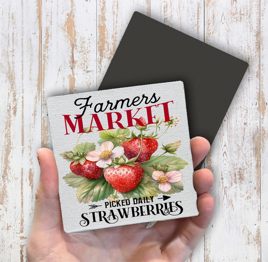 Farmers Market Strawberry Magnet Fridge (Set of 2)