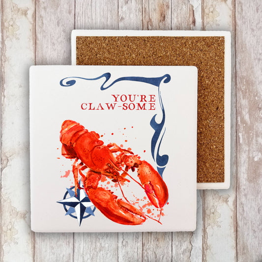 You're Claw-some Lobster Coastal Stone Coaster
