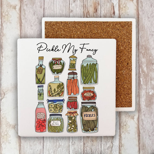 Pickle My Fancy Vintage Pickles  Stone Coaster
