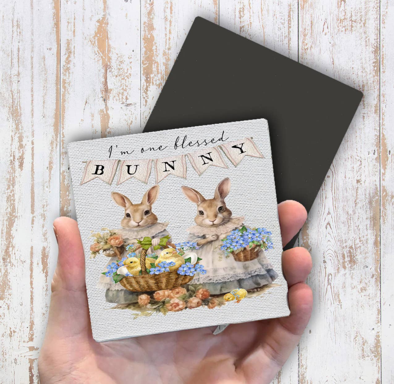 Easter Victorian One Bless Bunny Magnet Fridge - Sets of 2