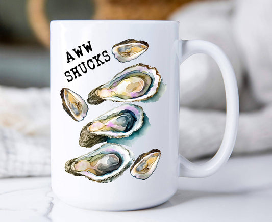 Oysters Aw Shucks Coastal Beach Coffee Mug