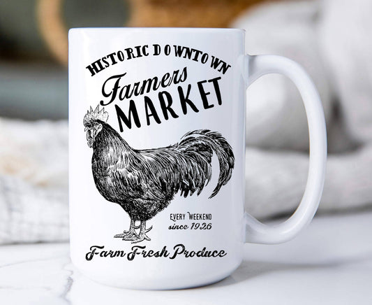Farmers Market Fresh Produce Rooster Coffee Mug