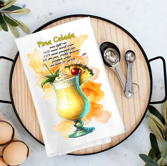 Summer Cocktail Pina Colada Tea Towel