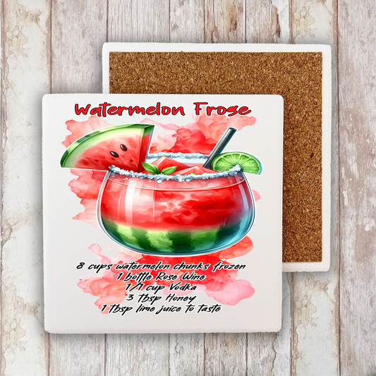 Summer Cocktail Watermelon Frose Stone Coaster (Set of 2)