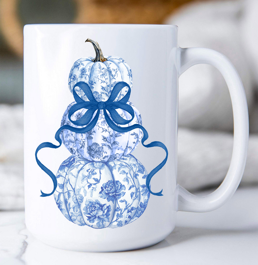 Fall Chinoiserie Blue & White Coffee Mug
