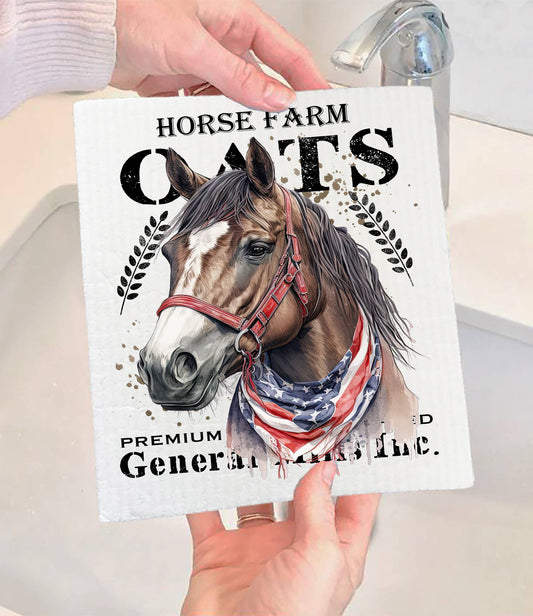 Set of 2 - Horse Farm Oats Farmhouse SWEDISH DISH CLOTH