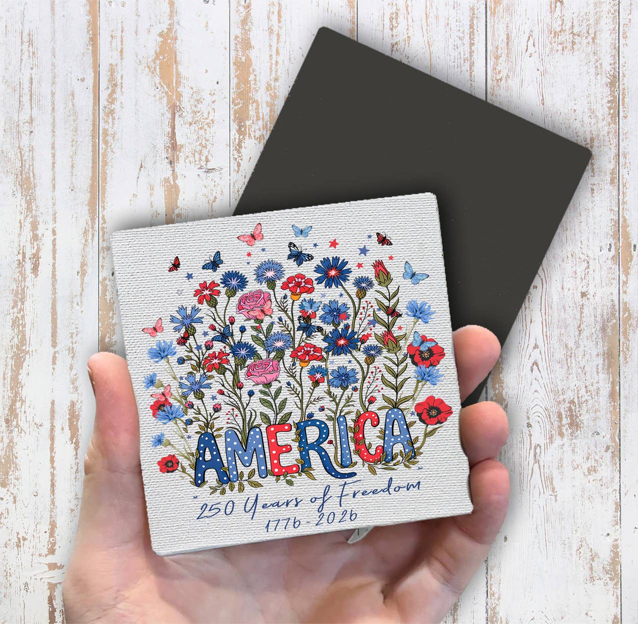 Patriotic Flowers 250 Anniversary America Magnet Fridge