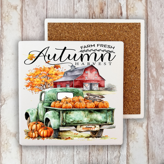 Fall farm Fresh Autumn Stone Coaster (Set of 2)