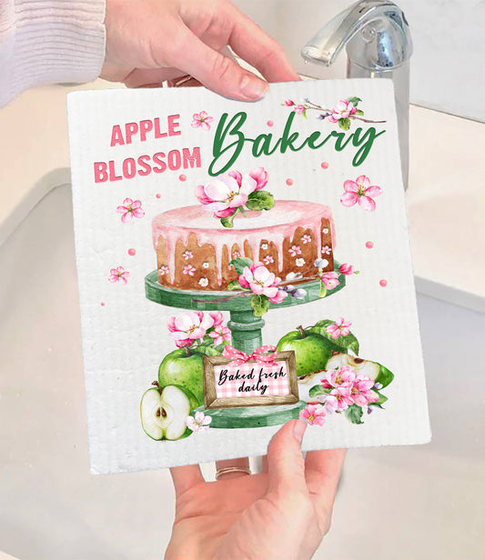 Set of 2 - Apple Blossom Bakery Farmhouse SWEDISH DISH CLOTH
