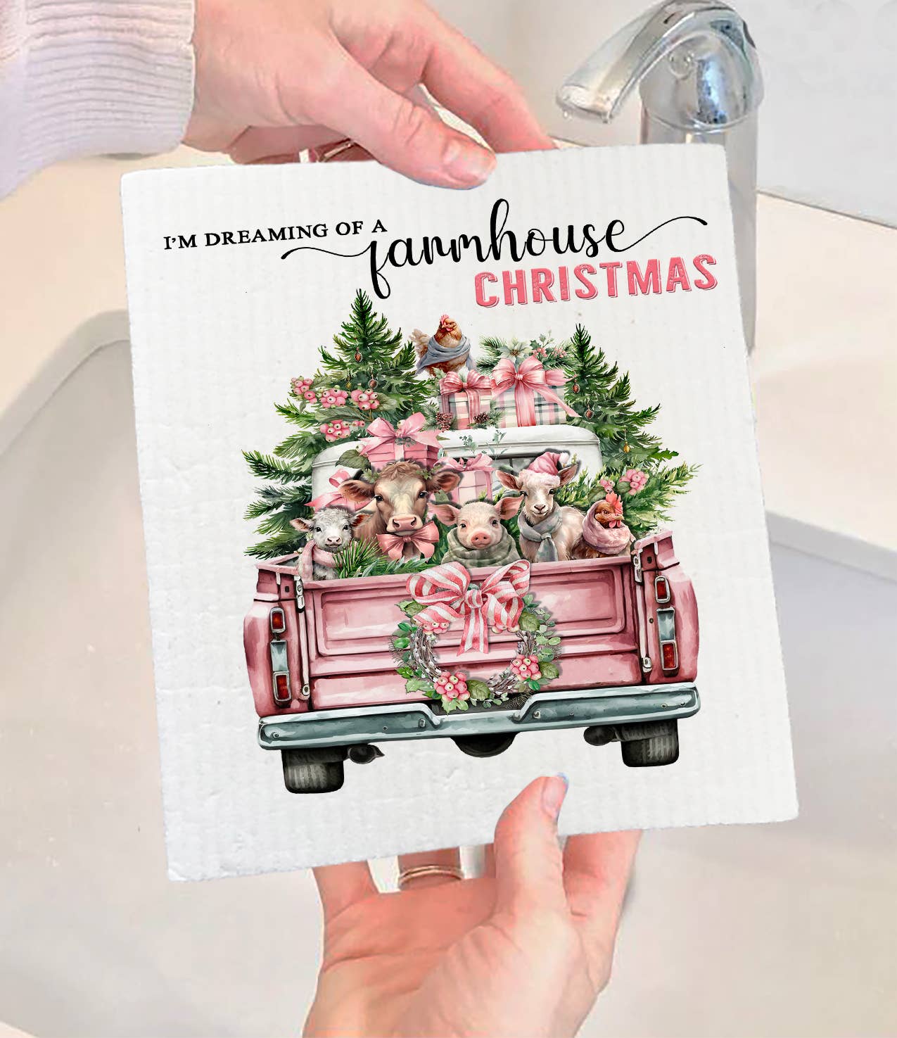 Dreaming of a Farmhouse Christmas  Swedish Dishcloth-Sets of 2