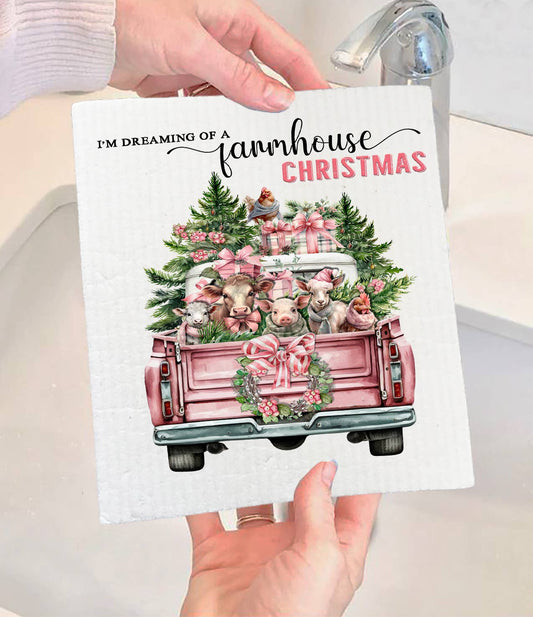 Dreaming of a Farmhouse Christmas  Swedish Dishcloth-Sets of 2