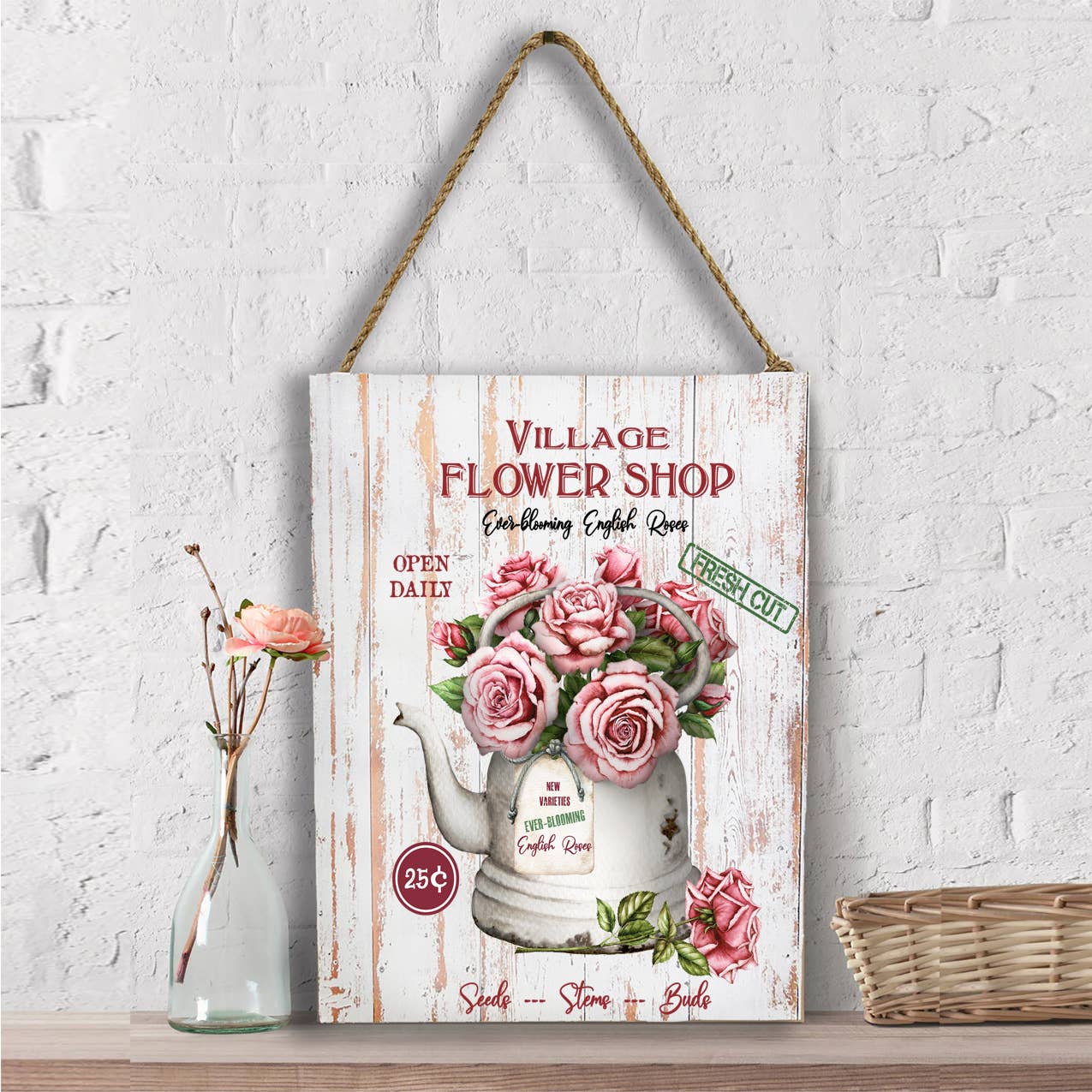 Village Flower Shop Roses  Wall Decor