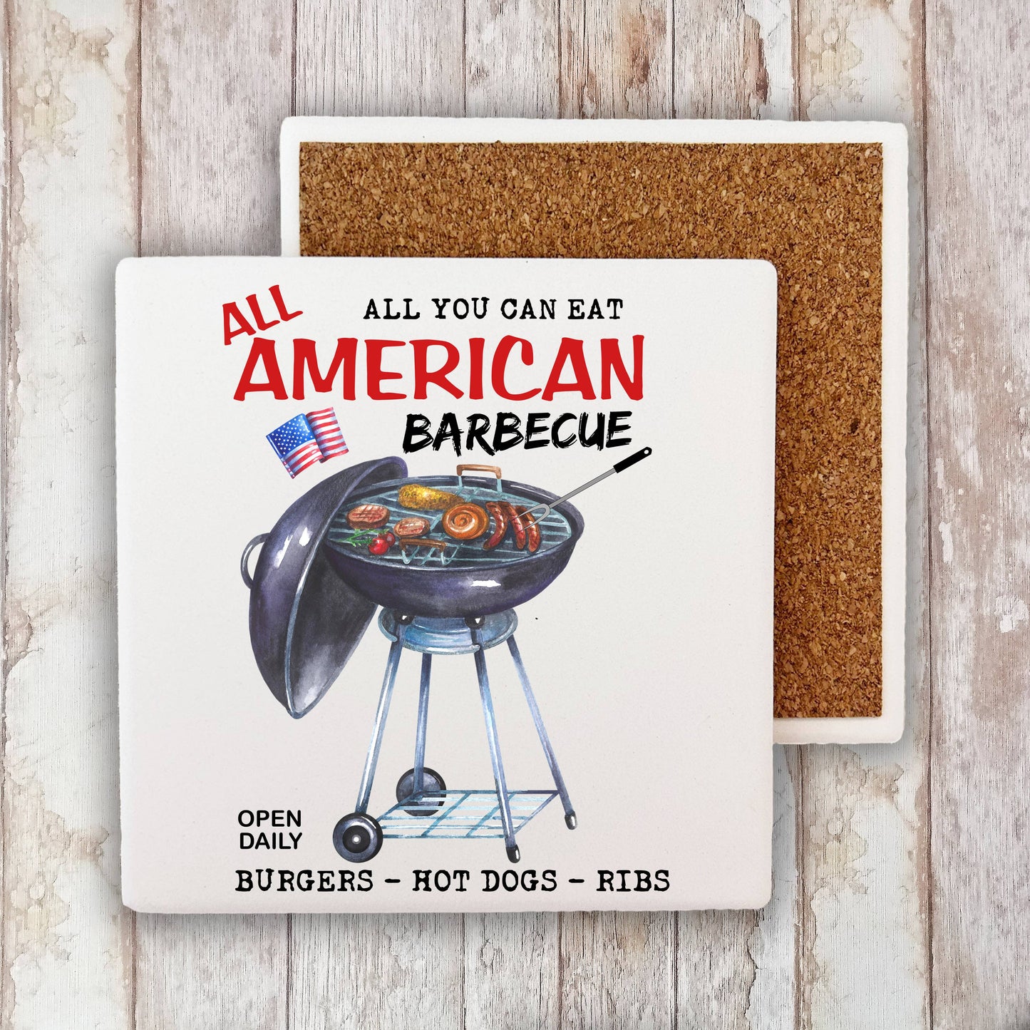 All American Barbecue Patriotic Stone Coaster