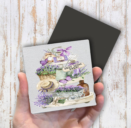 Mom Mother Best Ever Garden Lavender Magnet Fridge - Sets of 2