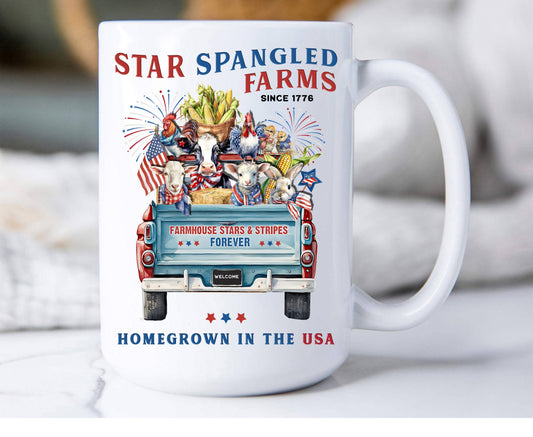 Country 4th of July Patriotic Farm Animals Coffee Mug