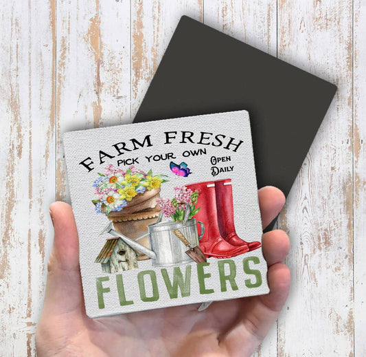 Farm Fresh Flowers Garden Magnet Fridge - Sets of 2