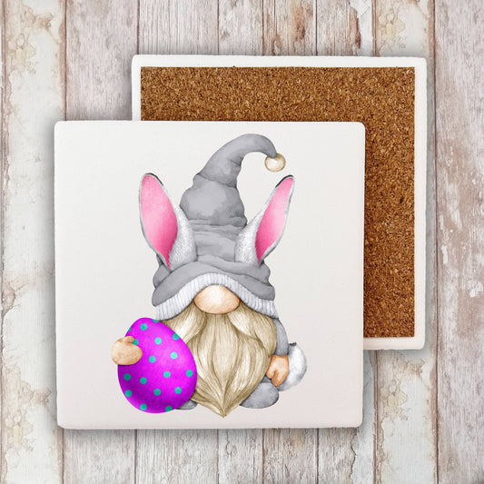 Easter Gnome Purple Easter Egg Stone Coaster