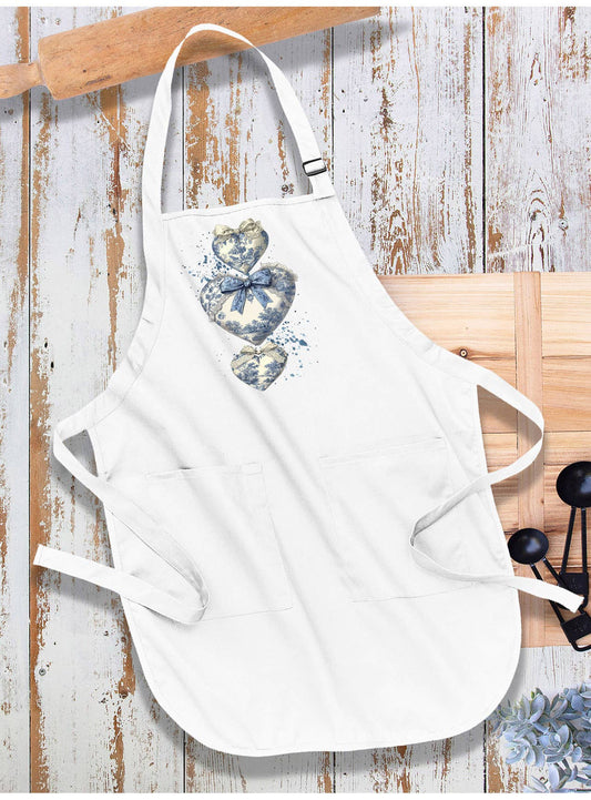 Chinoiserie Blue & White Hearts Valentine Apron