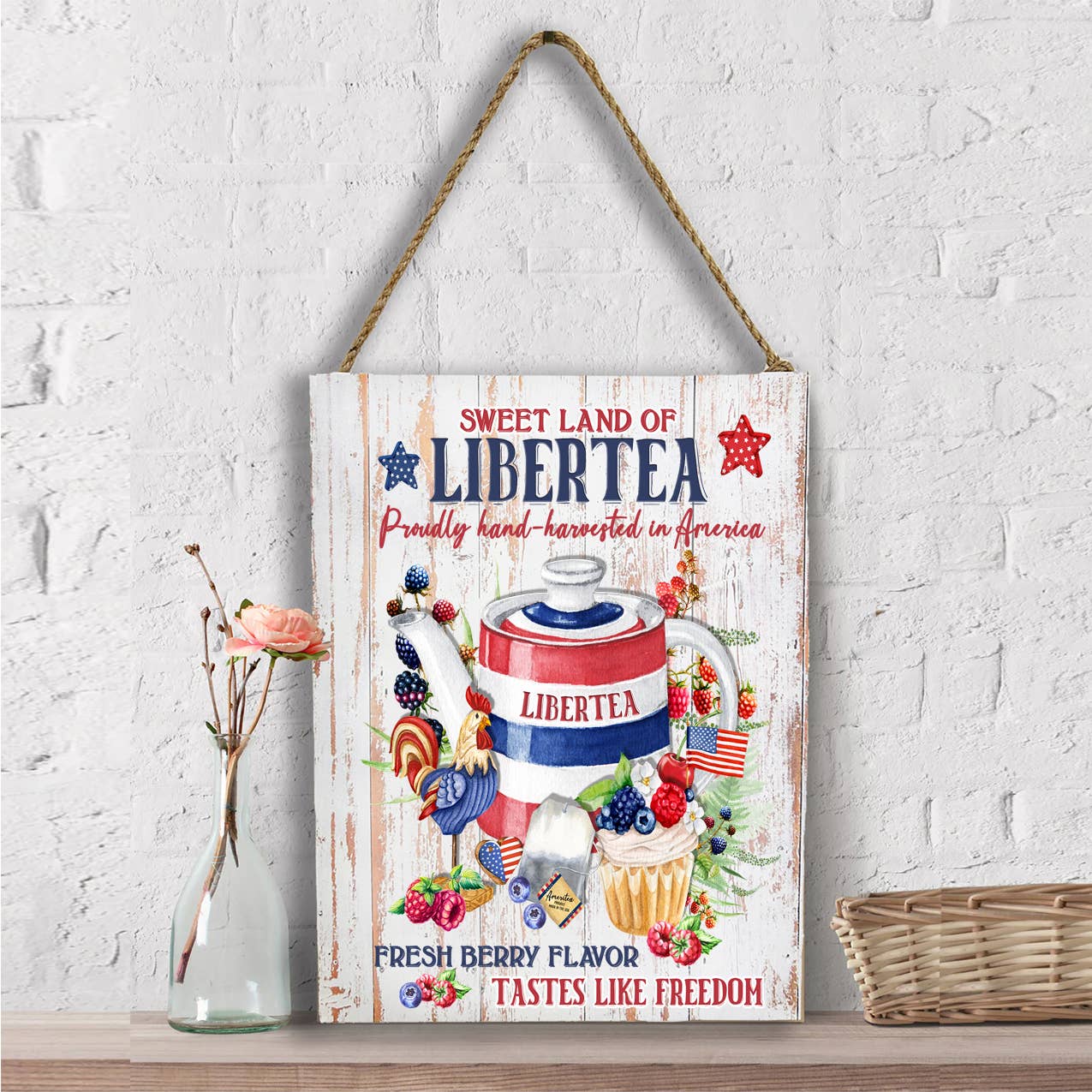 Farmhouse  4th of July Patriotic Liberty Tea Wall Decor