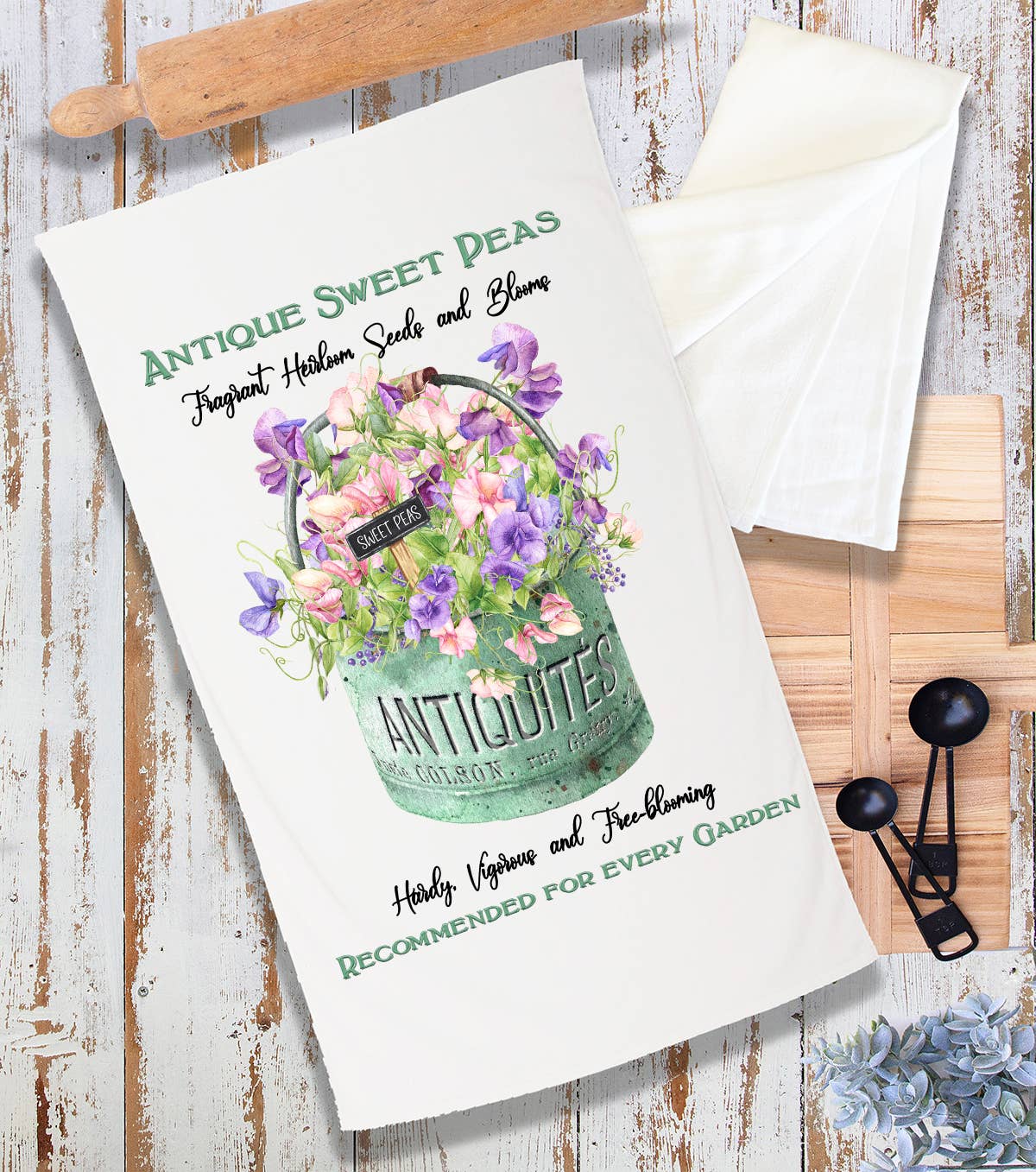 Antique Sweet Peas Flowers Terry Cloth Towel