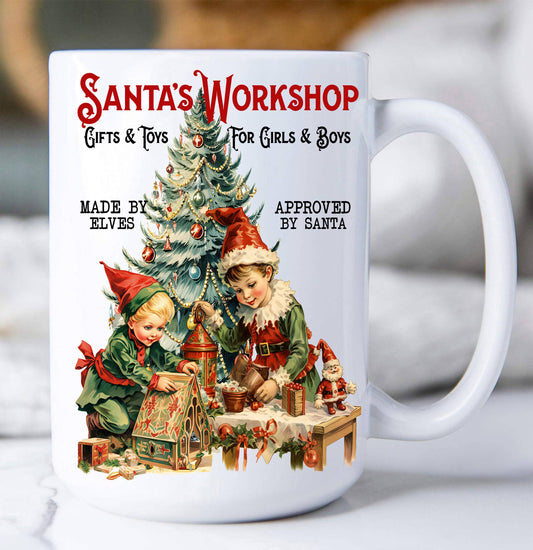Christmas Vintage Elfs Workshop Coffee Mug