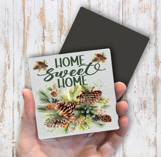 Home Sweet Home Bucket Pine Cones Magnet Fridge (Set of 2)