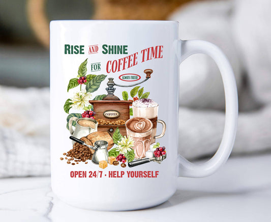 Rise and Shine Coffee Latte Cotton Coffee Mugs